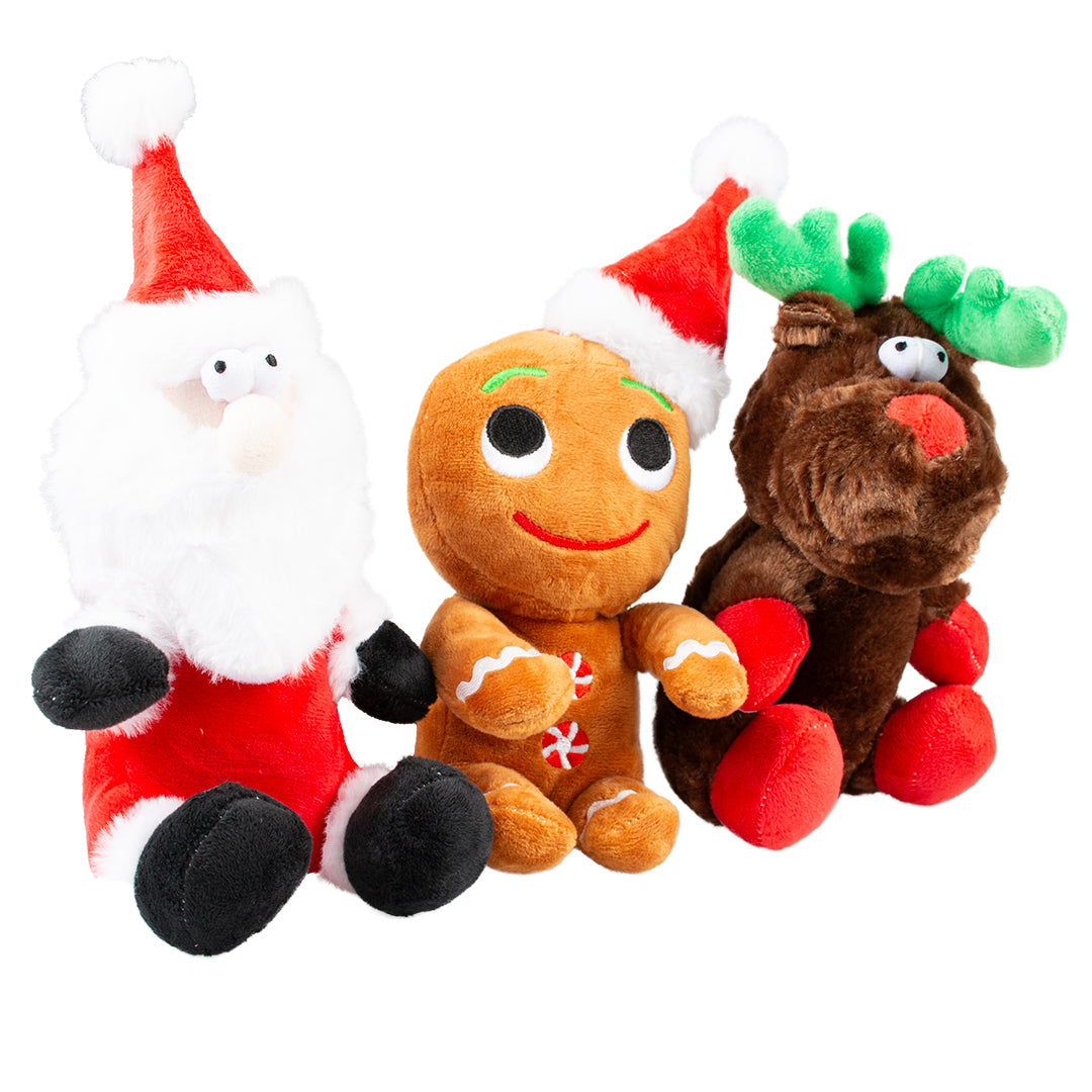 Xmas Pluche knuffel kerstman, peperkoekmannetje en rendier