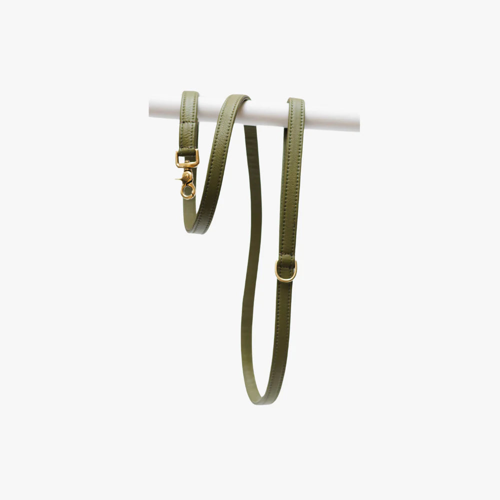 The Dog Musthaves - Groene leren hondenriem