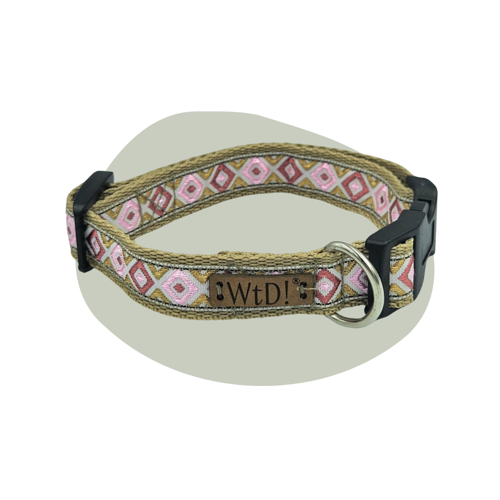 Middel halsband - Pink Checks