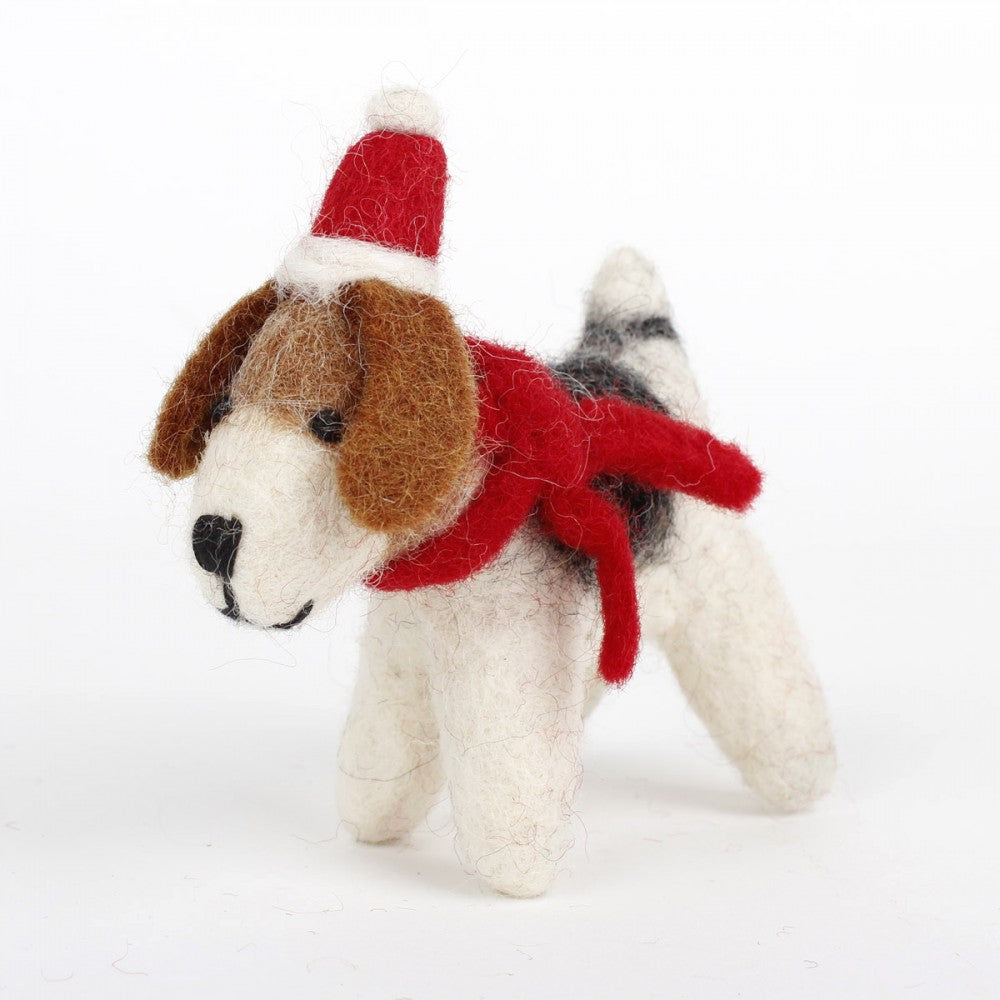 Decoratie - hondje met kerstmuts