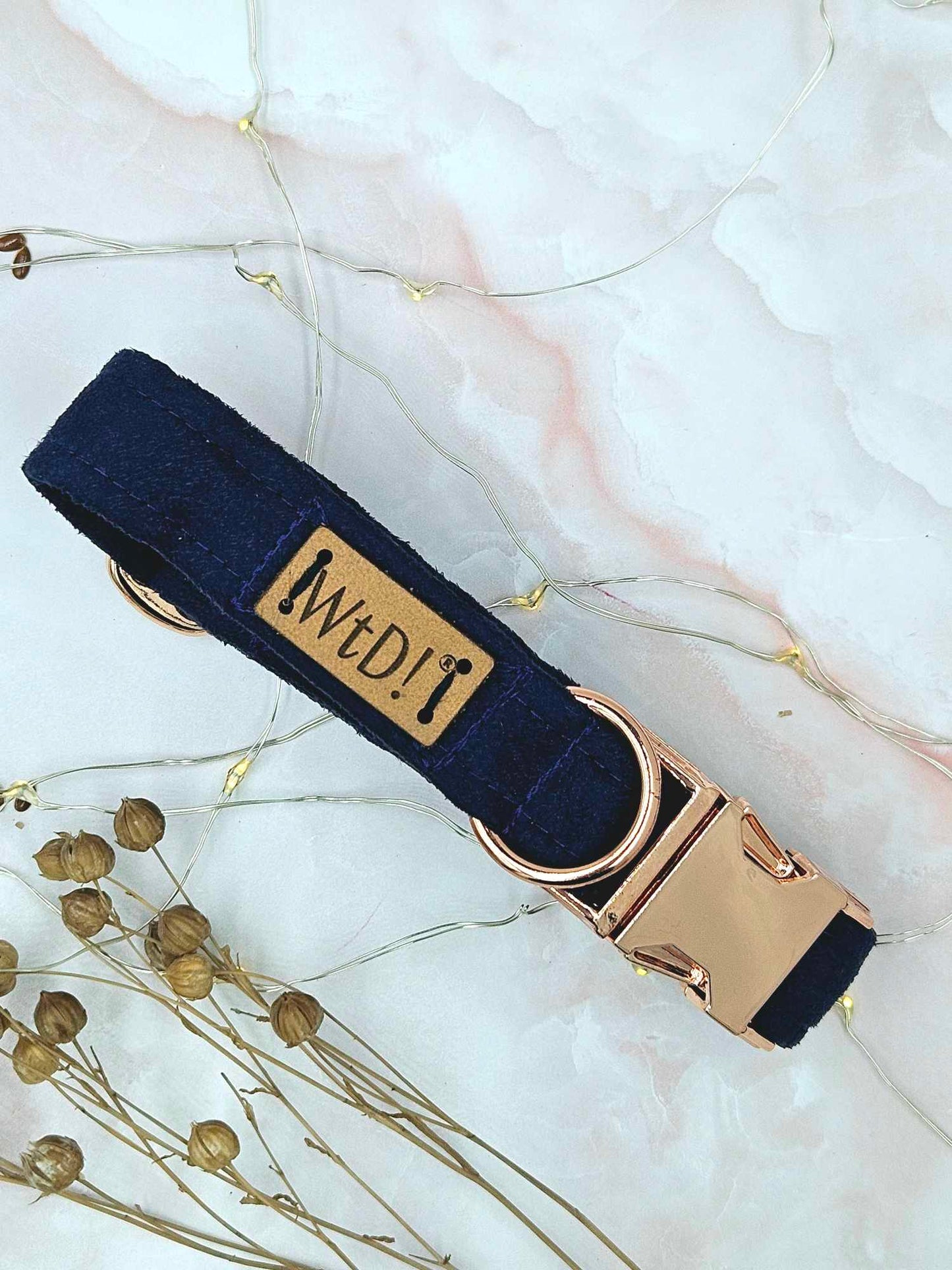 Halsband - Suéde stof donkerblauw