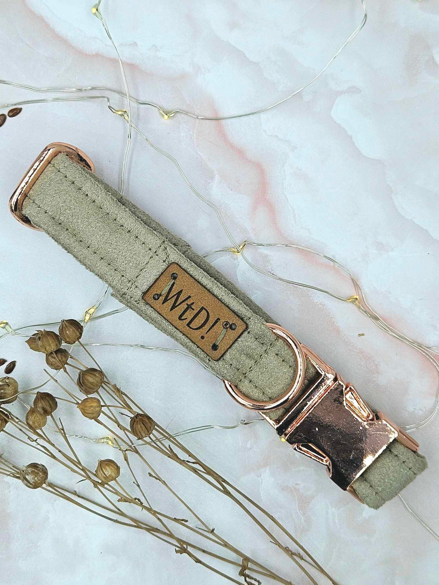 Halsband - Suéde stof grijs