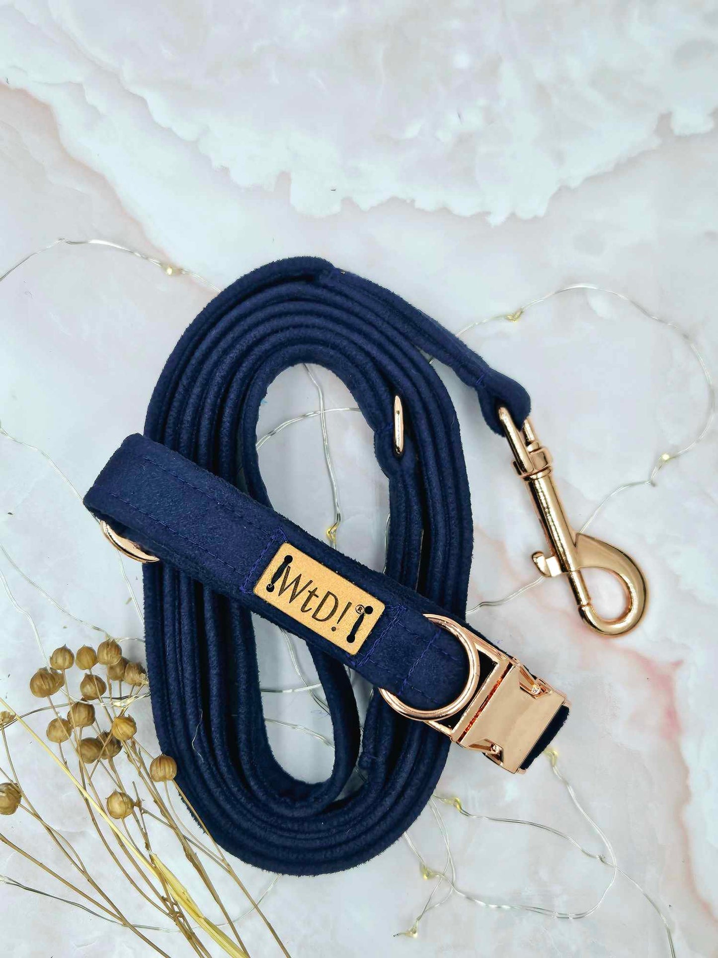 Halsband - Suéde stof donkerblauw