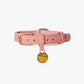 The Dog Musthaves - Hondenhalsband echt leer met naam penning - Roze