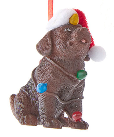 Decoratie - Bruine Labrador met kerstlampjes