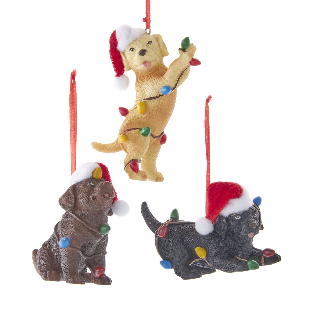 Decoratie - Zwarte Labrador met kerstlampjes